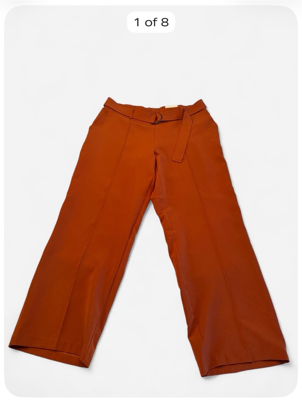 C by One Burnt Orange Wide Leg Pull-On Belted Trousers Size Large NWT